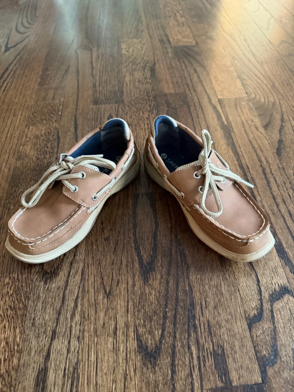 Kids Sperry Brown Boat Shoe with Tan Accents